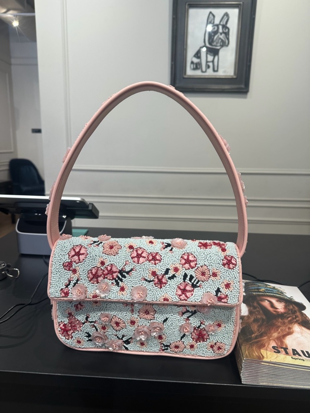 STAUD DC Georgetown Cherry Blossom Tommy beaded bag limited edition exclusive - Picture 2 of 4